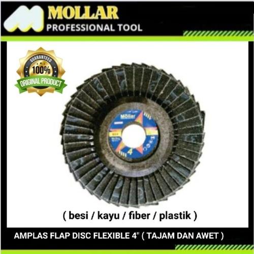 Jual MOLLAR Flap Disc Flexible 4 Inch Besi/Stainless/Fiber/Kayu Grit 40/60/80/100/120/220/240