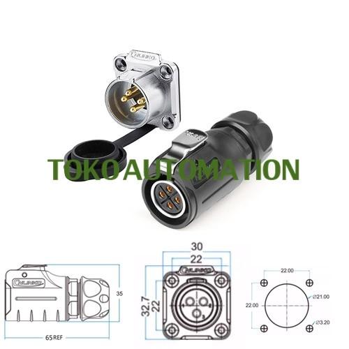 Jual LP20 Outdoor Waterproof Connector 4 Pin 4Pin Plug Socket Konektor ...