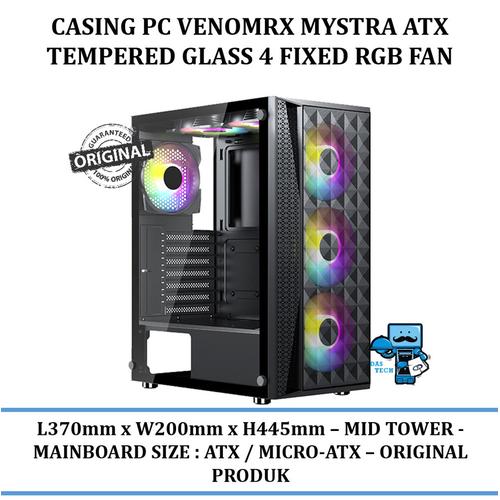 Promo Casing PC VenomRX MYSTRA ATX Tempered Glass 4 Fixed RGB FAN ...