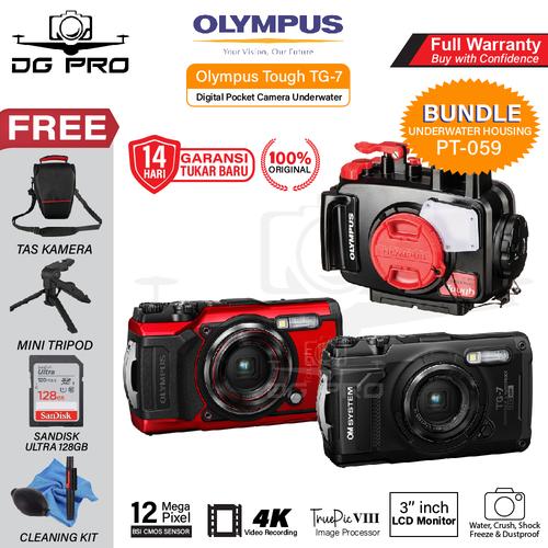Canboc Étui de transport pour appareil photo sous-marin OM System Tough TG-7 /OM System Olympus TG-6, sac étanche pour appareil photo, poche zippée en maille pour câble USB, piles, noir (étui