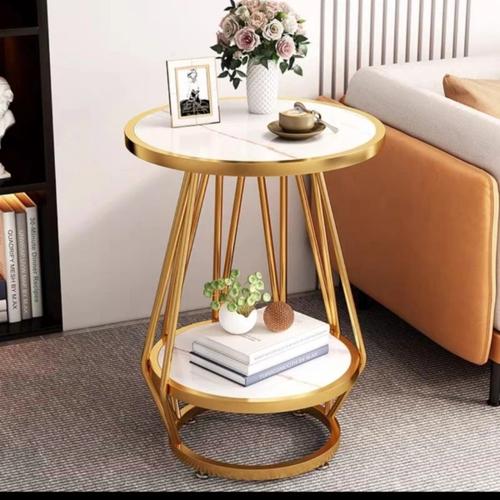 Jual meja sudut bulat luxury gold papan MDF marmer sofa tamu teras ...