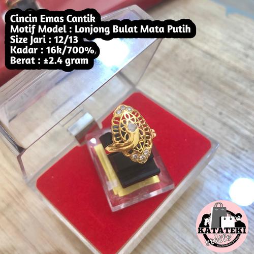 Jual CINCIN EMAS WANITA CANTIK ASLI 16K/700% UKIR BULAT MATA PUTIH ...