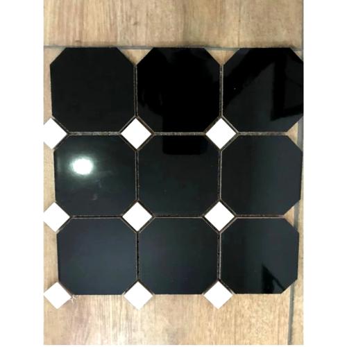 Jual Keramik Mozaik Octagon Keramik Dinding Lantai Backsplash - Hitam