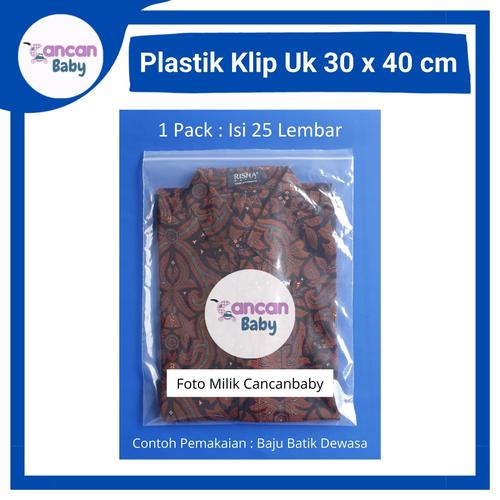 Promo Plastik Klip uk 30x40 cm Bening isi 25 lbr Ziplock Baju Sepatu