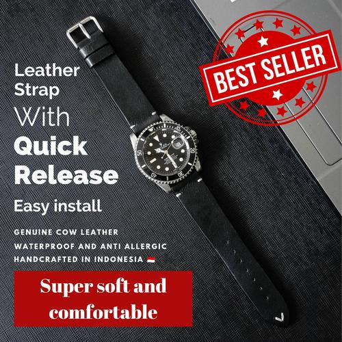 Jual Strap jam tangan kulit asli handmade natural mill point stitches