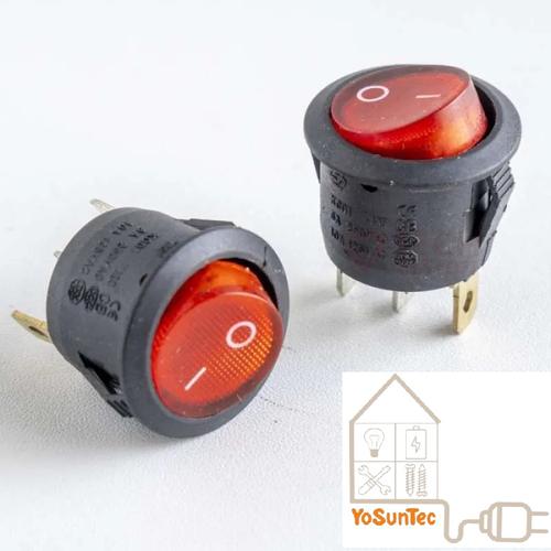 Jual Saklar Switch Bulat 3 pin (on-off) Lampu indikator Merah Bulat ...