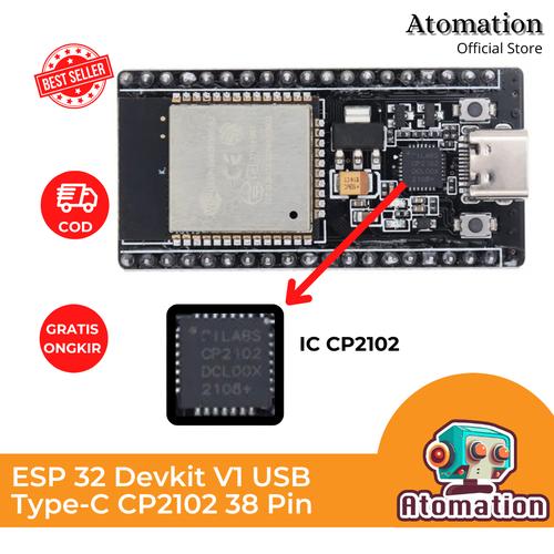 Jual ESP32 ESP-32 Development Board Devkit V1 USB Type-C - CP2102 - Kab ...