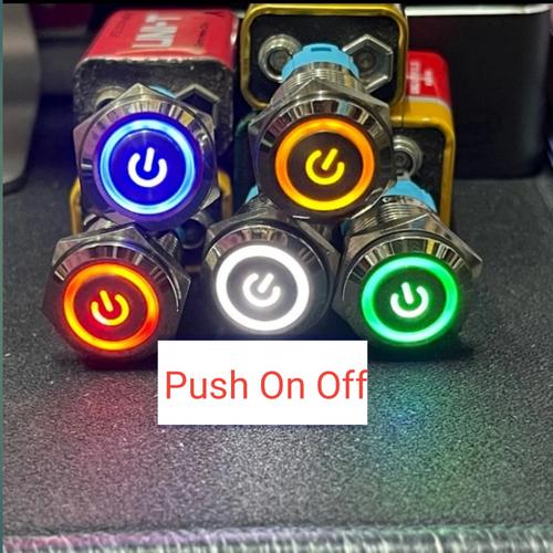 Jual Saklar LED Switch Waterproof Push On Off 16mm Metal Logo - Merah ...