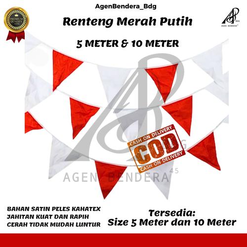 Jual (10 Meter) Bendera Segitiga Bendera Renteng Merah Putih Indonesia ...