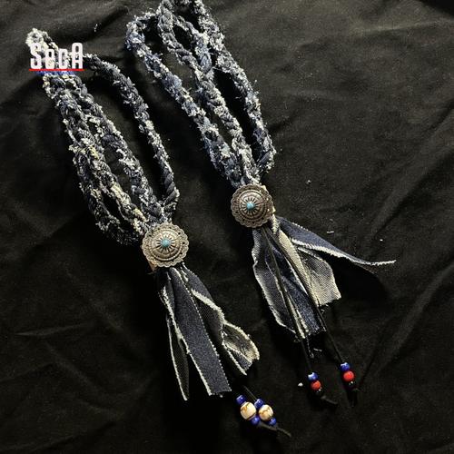 Jual Boro tie denim & Bagcharm braided/Gantungan tas/denim/Boro - Hand ...