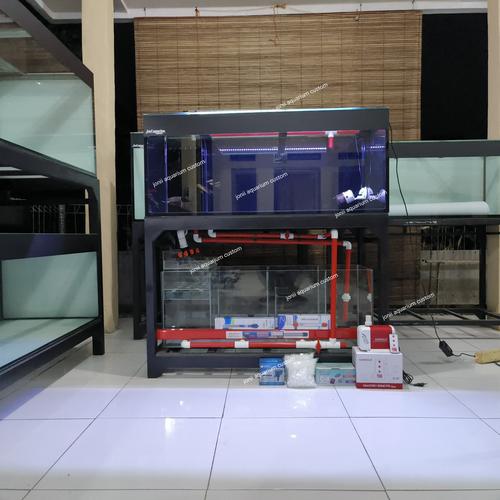 Jual aquarium 120x60x50 10mm black set sump filter sistem wet dry and ...