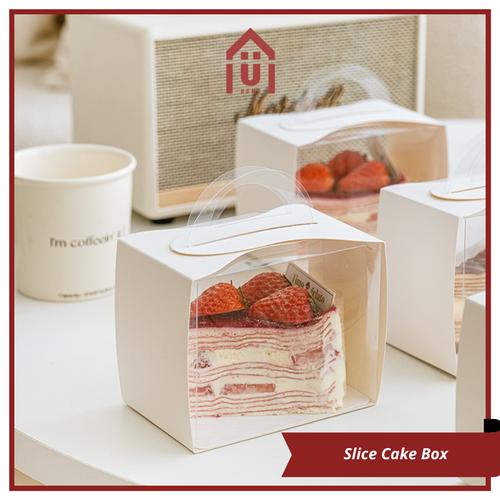Jual UNISO SLICE CAKE BOX TRANSPARAN MIKA DENGAN HANDLE BOX KUE