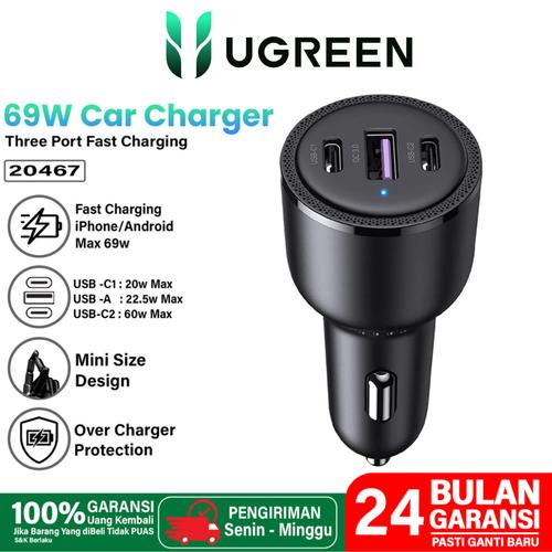 Jual UGREEN Car Charger Mobil USB A+ Type C PD QC 3.0 Fast Charging 69w ...