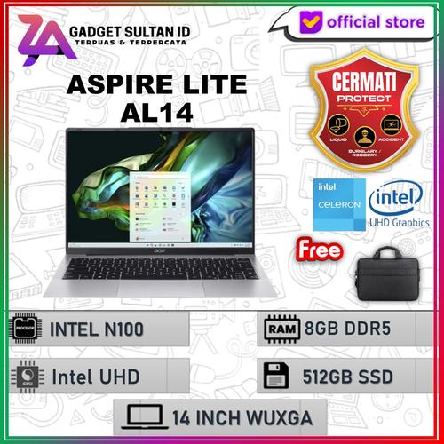 Promo Acer Aspire Lite N100 AL14 8GB 512GB 14.0" WUXGA IPS FS, 8GB