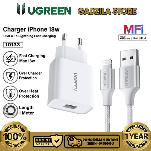 UGREEN Charger Set MFi iPhone X XR XS 11 12 13 14 Pro Max With Kabel  Type C To Lightning PD Fast Charging 10W 18W 20W 30W 10w Black, Set (2 