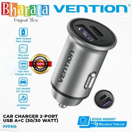 Promo Vention Car Charger USB Type A+C Samsung Iphone Android Xiaomi FFF  FFB di Bharata Original Store Tokopedia