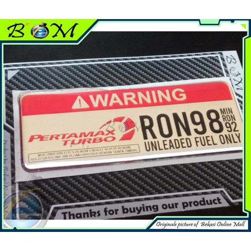 Jual Sticker stiker Logo timbul warning caution bensin ron98 ron 98 ...