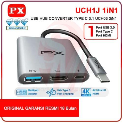 Hub 3 In 1 Jual Converter HUB 3 in 1 PX UCH03 Multiport Type USB 3.0 type C 4K ...