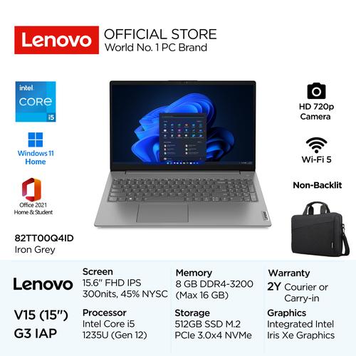 Jual Lenovo V15 Gen IAP Q4ID Intel Core i5 1235U Win11 Home 8GB