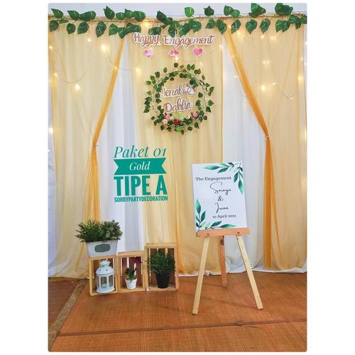 Jual Dekorasi Lamaran nikah Backdrop background tunangan nikah aqiqah