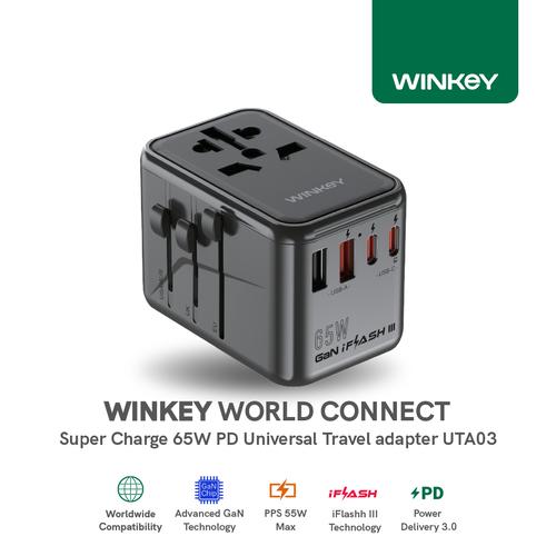 Promo WINKEY Universal Travel Adaptor 65W GAN PPS 4 Port USB & USB C ...