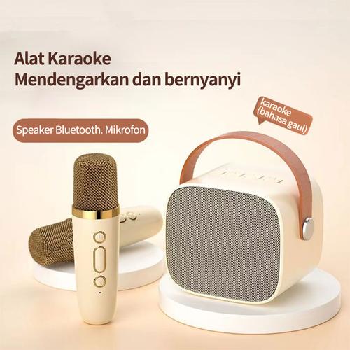 Jual Speaker Microphone Karaoke Set Bluetooth Mini Full bass Portable ...