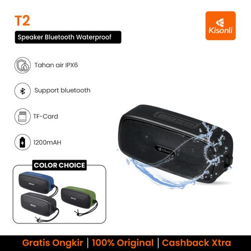 Promo KISONLI Speaker Bluetooth Portable T2 Tahan Air Support BT, FM ...