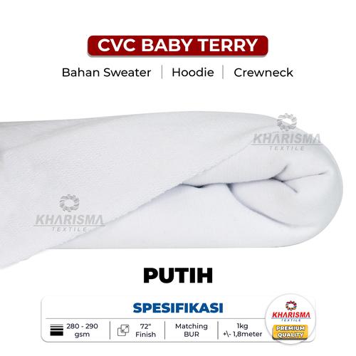 Jual Bahan Jaket Sweater Hoodie Babyterry CVC Warna Putih Kharisma