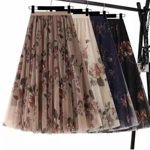 Jual ROK TUTU IMPORT MOTIF BUNGA FIT LINGKAR PINGGANG 115 CM - NAVY ...