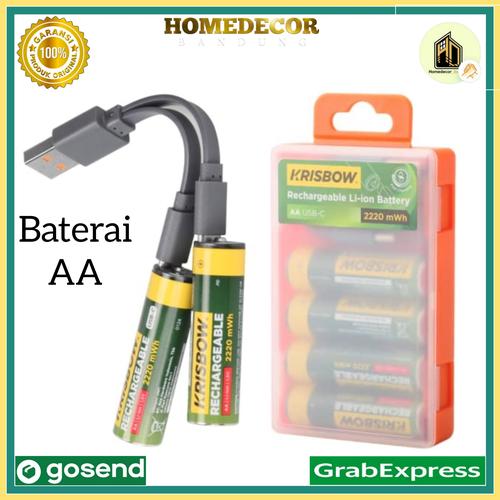 Jual Krisbow Set 4 Pcs Baterai Rechargeable Aa Type C / batrai cas ...