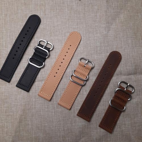 Jual Tali Jam Tangan Kulit Asli Loop Besi Ukuran 24mm 22mm - Hitam ...