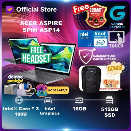 Promo Acer Aspire Spin ASP14 Touch Core 3 100U 16GB 512GB W11 OHS 14 ...
