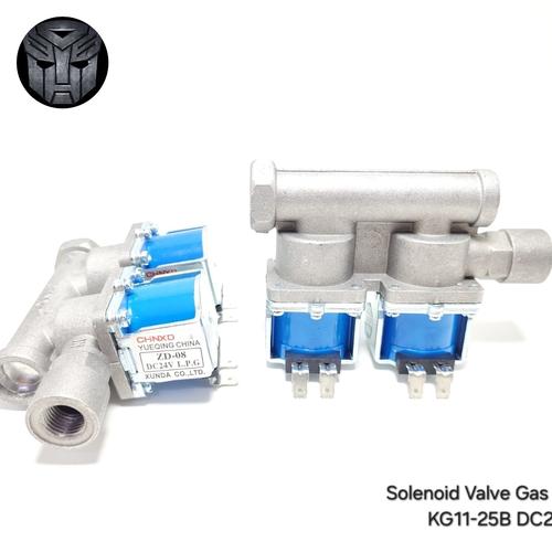 Jual Dual Double Solenoid Valve 24V DC Gas LPG Oven In 1/2 Out 1/4