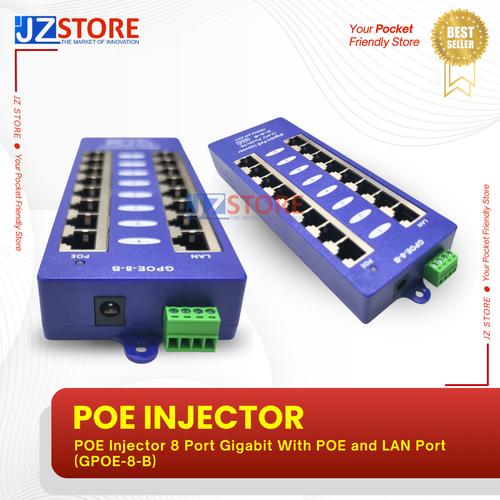 Jual POE Injector 8 Port Gigabit With POE and LAN Port (GPOE-8-B ...
