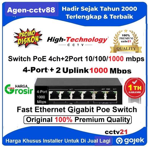 Jual PoE Switch Giga Byte 4-port+2Uplink 10/100/1000Mbps (Premium ...