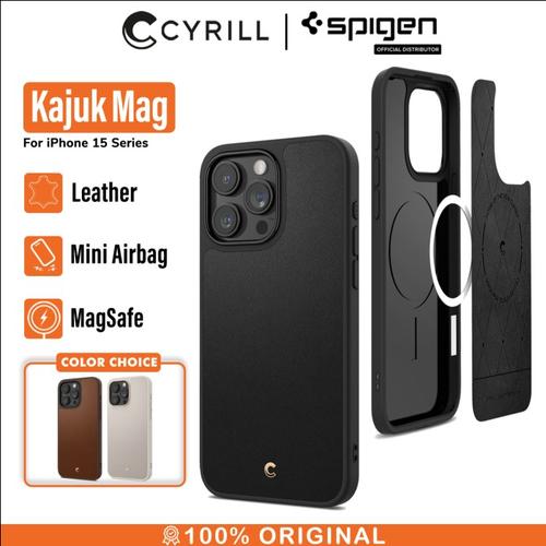 CYRILL di Spigen Kajuk Mag [Ricarica Magnetica] Cover Compatibile con iPhone 14 6.1 (2022) Custodia TPU Bumper Protettiva Antiurto in Pelle PU Premium - Nero
