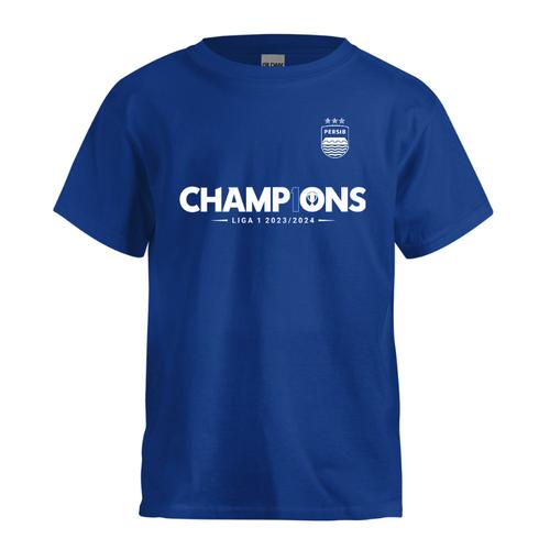 Jual T-Shirt Kaos Persib Bandung Champions Liga 1 2023/2024 - Biru, S