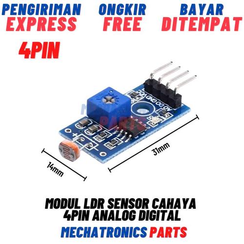 Jual Modul LDR Sensor Cahaya 4Pin Analog Digital For Arduino Uno Mega 4 ...