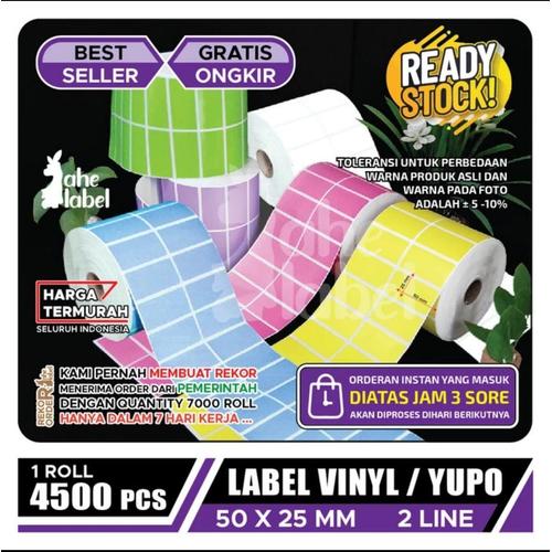 Jual LABEL VINYL 50X25 MM STIKER YUPO WARNA 50X25 MM 4500 PCS - Putih ...
