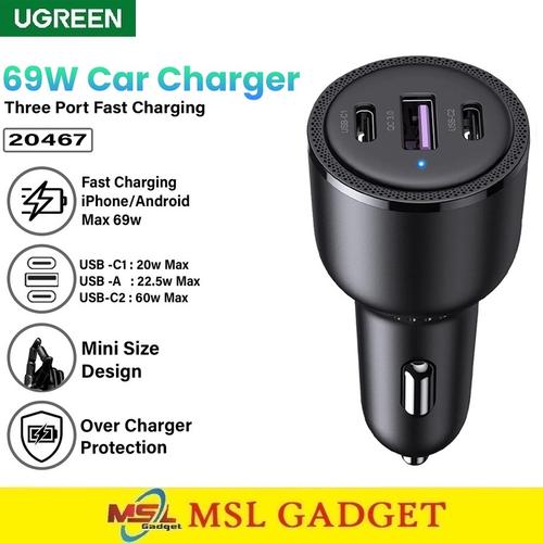 Jual UGREEN Car Charger Mobil 69W Multi Port USB Type C PD Super Fast ...