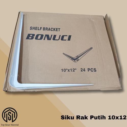 Jual 1 dus (24Pcs) Siku Rak Besi L Putih Uk. 10x12 Inch l Shelf Bracket ...