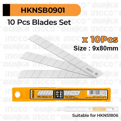 Jual 10Pcs Box Cutter Blade (9mm SK5) INGCO HKNSB0901 Refill Isi Mata