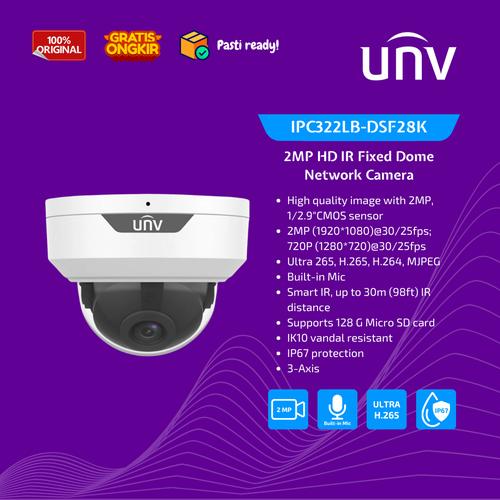 Promo UNV IPC322LB-DSF28K Uniview CCTV 2MP HD IR Fixed Dome Network Camera  di Unv Indonesia Tokopedia