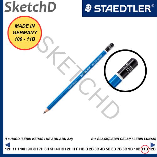 Jual Pensil 11B Staedtler Mars Lumograph Pencil 100-11B Biru