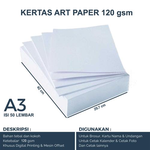 Jual Kertas Art Paper a3 120 gsm Premium Original isi 50 Lembar Kota