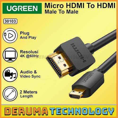 UGREEN Kabel Micro HDMI To HDMI Support 4K Camera DSLR TV Proyektor di  Deruma Technology Official Tokopedia