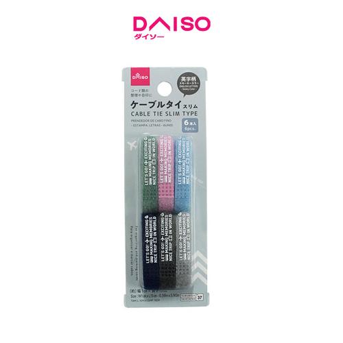 Jual Daiso Cable Tie Slim English Letters 6 pcs. Smoky Color Jakarta Selatan DAISO