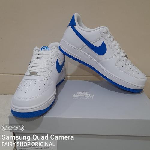SEPATU MEN'S NIKE AIR FORCE '07 WHITE/PHOTO BLUE SIZE 41,,42,,43 ORIGINAL  BNIB Putih, 42 di Tokopedia