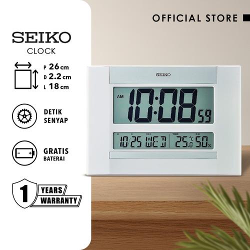Promo Jam Dinding / Meja Seiko LCD Digital Kotak QHL088W 26 cm Original