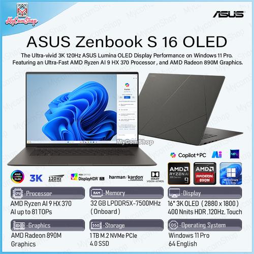 美品】Vivobook16s Ryzen9 370 32GB 1TB Jual ASUS ZENBOOK S 16